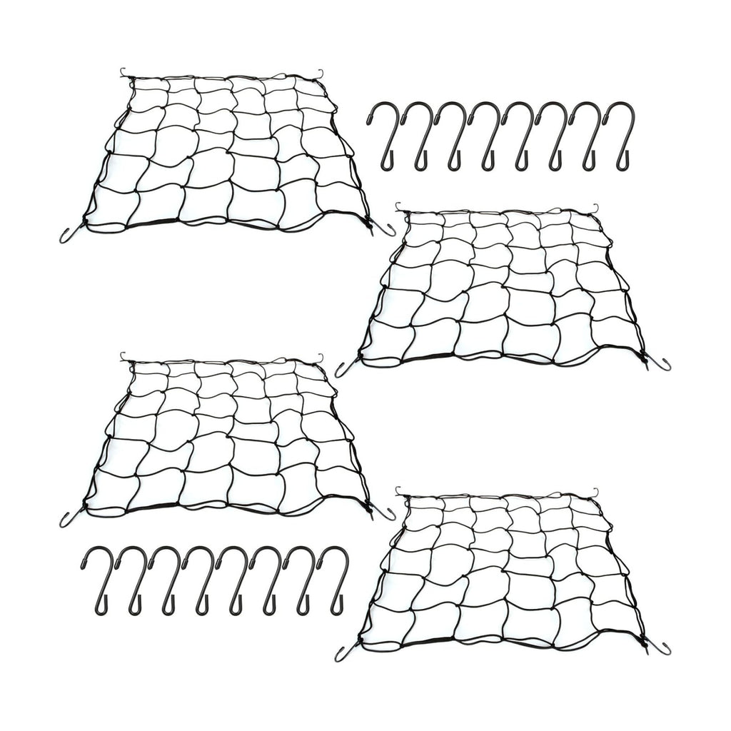 4PCS Grow Tent Net, Flexible Net Trellis Fits 4x4ft and More Size, Stretchy Trellis Netting with Hooks for Garden