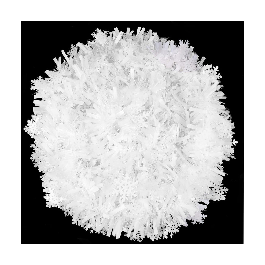 DIYDEC 5pcs 33ft Christmas White Tinsel Garlands