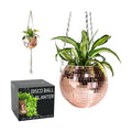 Disco Ball Planter – Value Package: Mirror Disco Planter with Chain, Macrame Hanger and Acrylic Stand for Desk