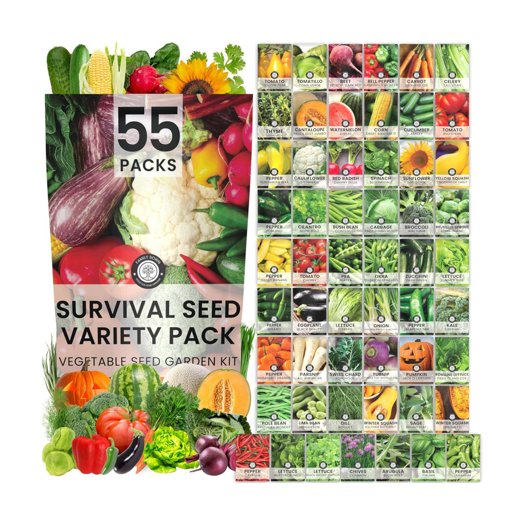 55 Vegetable Seed Packets | Survival Variety Pack | 2026 Season | Individually Packed Vegetables, Herbs and Fruits
