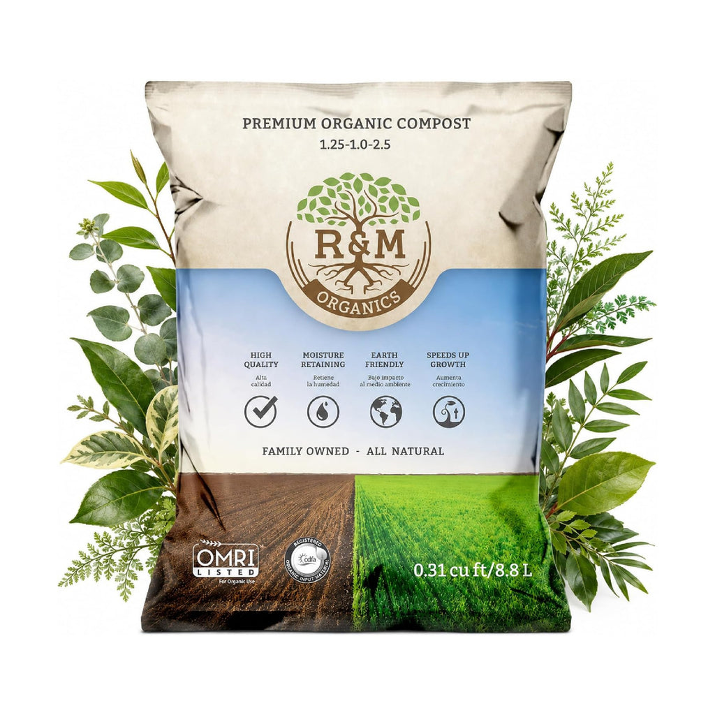 R&M Organics Compost Soil Amendment Fertilizer for Garden Plants & Lawns | 10 lb manure based retains moisture low-odor