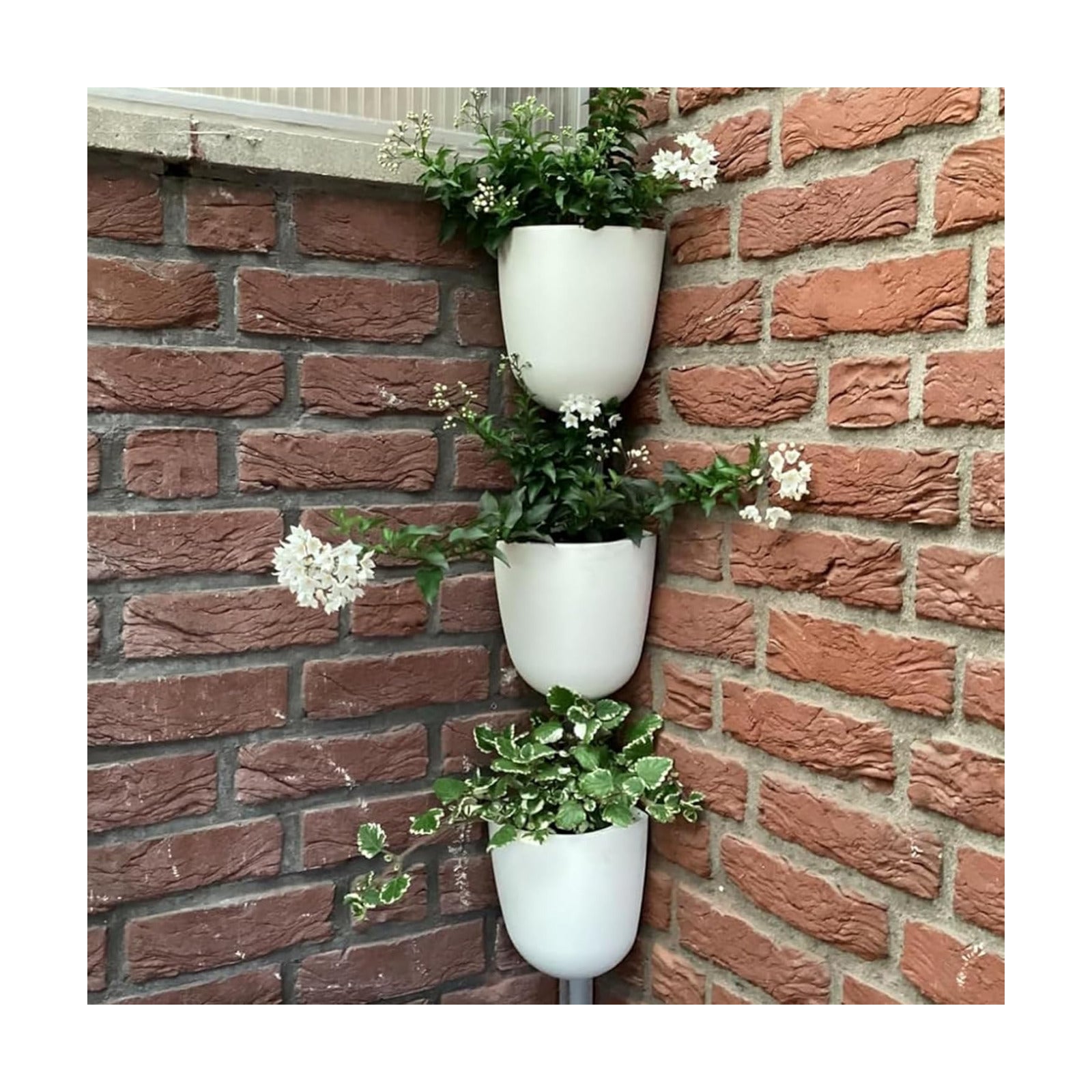 ORIMERC 4 Pack Corner Wall Mounted Hanging Planter Self Watering Triangle Plastic Flower Pot Decorative Modern Plant