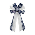 Hying Large Christmas Bow for Wreath, Blue White Cotton Bows for Front Door Wall Fence Decor, Christmas Snow Wreath Bow Tree Topper Bow for Winter Christmas Party Decoration Supplies