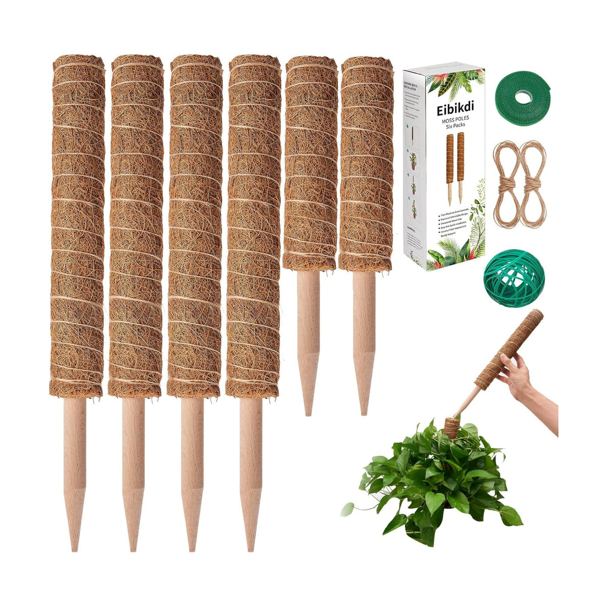 Eibikdi Moss Pole 68in for Plants Monstera 6pcs