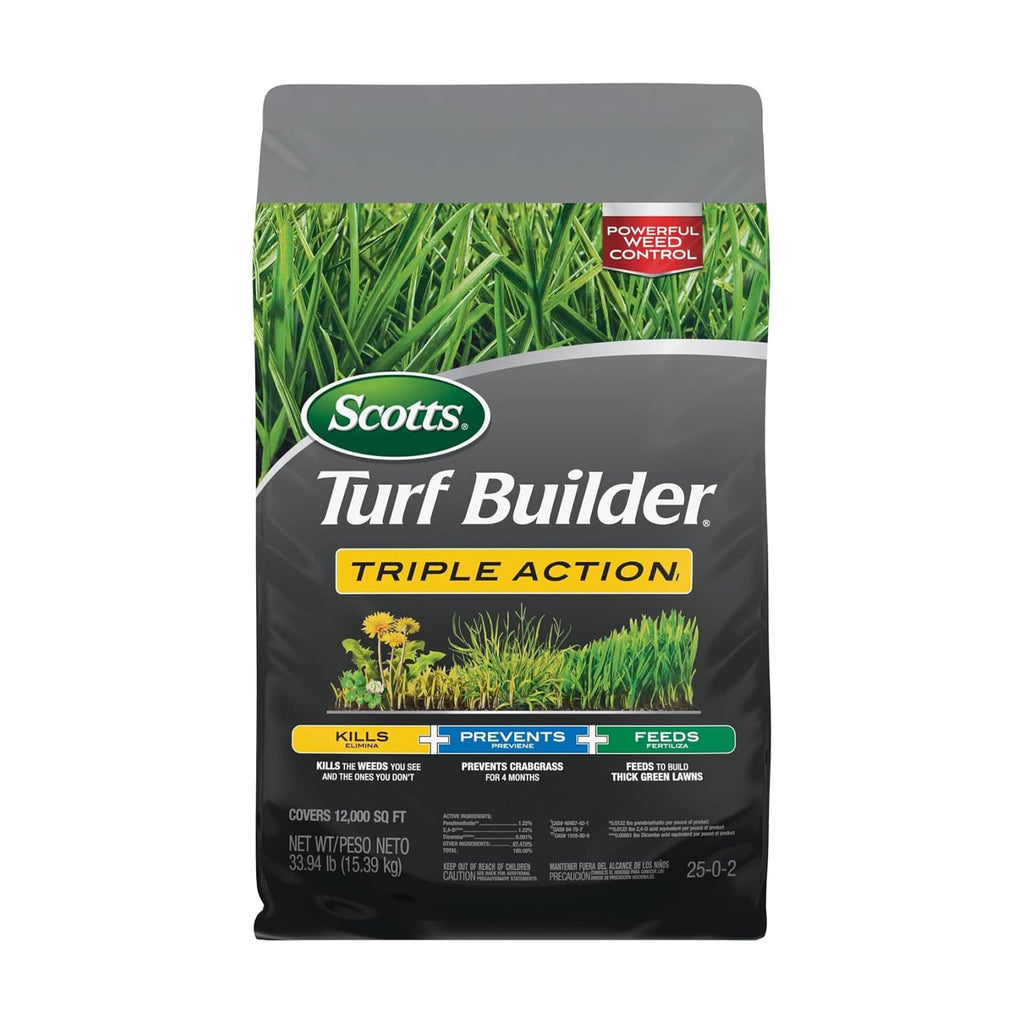 Scotts Turf Builder Triple Action1, 33.94 lbs. | Weed Control, Lawn Weed Killer, Crabgrass Preventer, and Grass