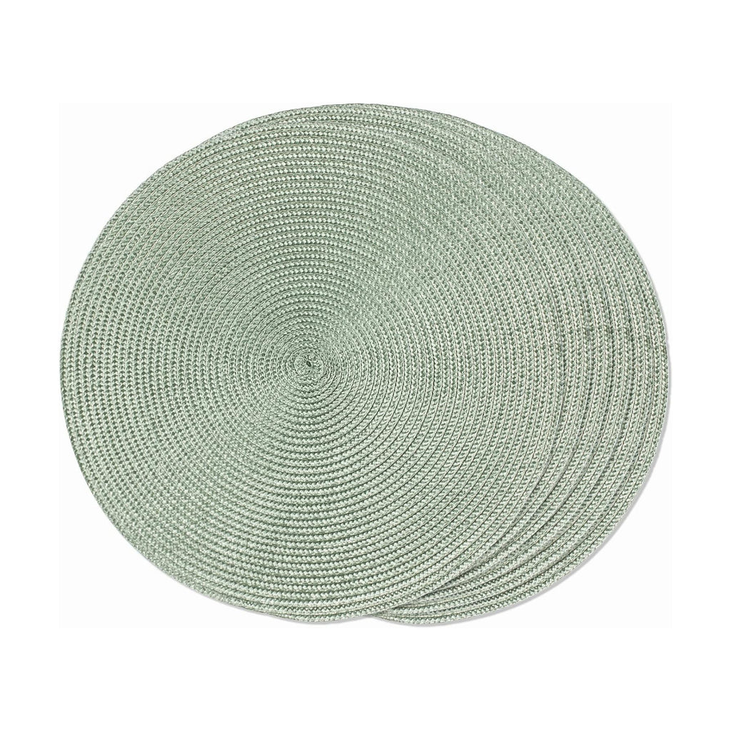 FunWheat Round Braided Placemats Set of 6 Place Mats for Dining Tables Woven Washable Non-Slip Table mats 15 inch(Fog Green, 6pcs)