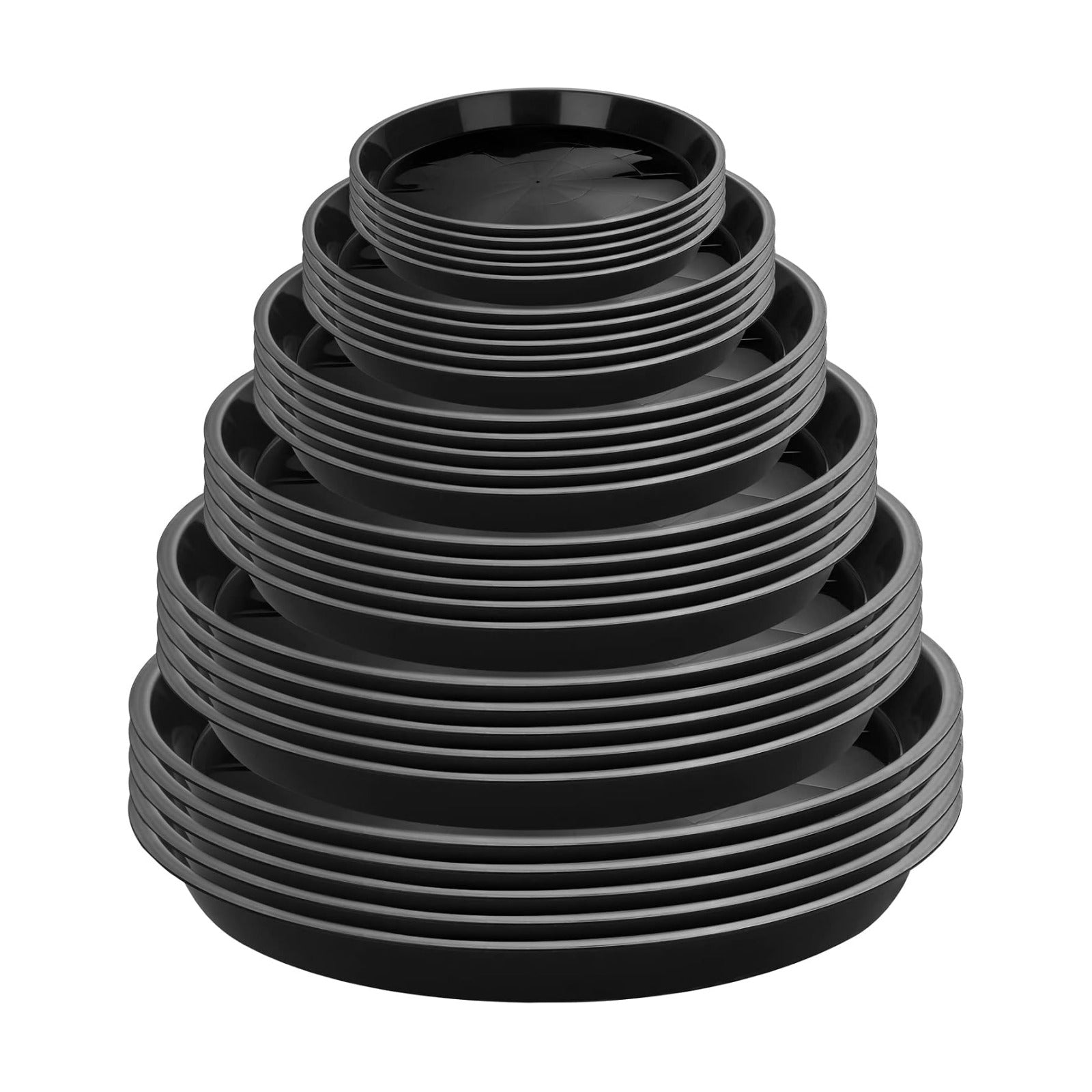 Honeydak 48 Pieces Plant Saucer Potted Plant Trays Round Plastic Drainage Tray Sturdy Drip Flower Saucers for Potted