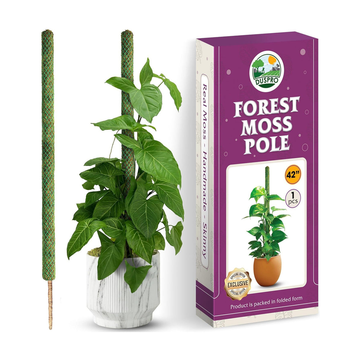 DUSPRO 42" Mesh Moss Pole for Climbing Plants, Pre-Made & Easy to Set Up