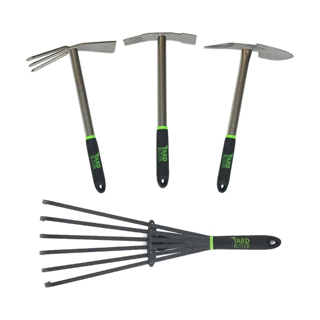 Yard Butler Terra Tuff Hand Tool Bundle, Rust-Resistant | Includes Hand Tiller, Hand Shovel, Hand Weed Puller, and Hand