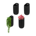 MyGift 6 Inch Black Ceramic Wall Planters for Succulents, Set of 4 | Matte Cylindrical Wall-Mounted Hanging Pots for