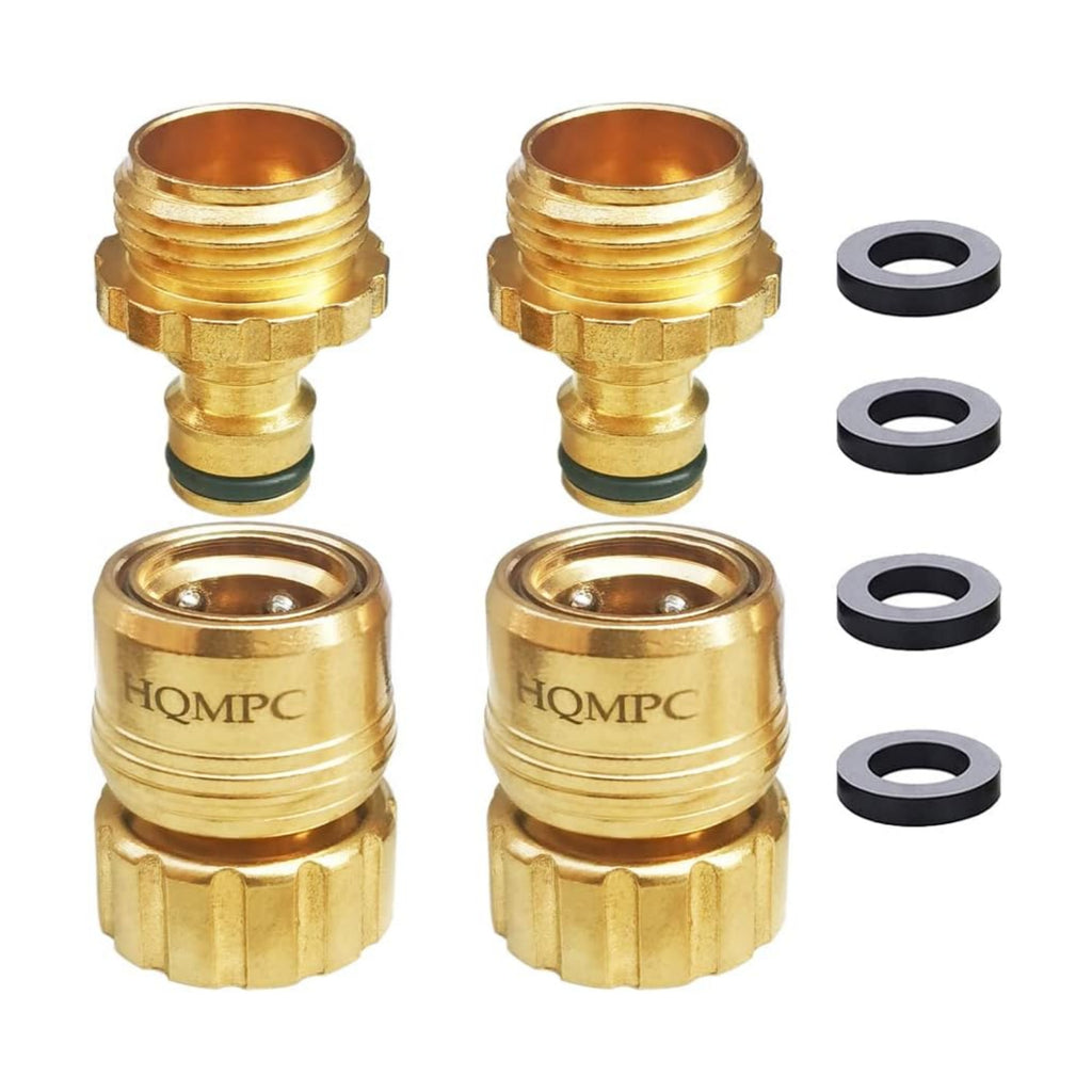 Garden Hose Quick Connect Brass Hose Quick Connect Fittings For Garden Watering 3/4" GHT (2 SETS, No Pb)