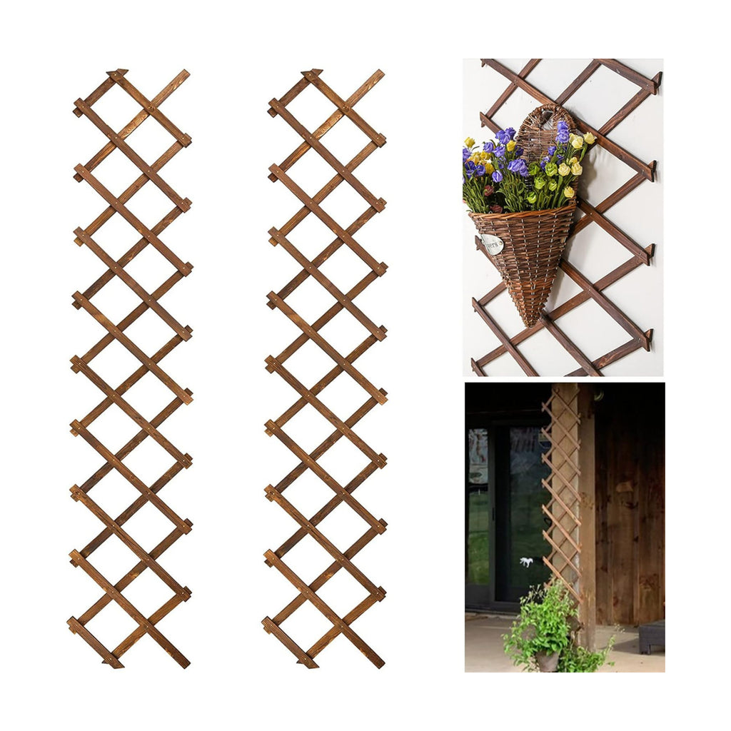 2Pack Expandable Wooden Lattice Wall,Plant Garden Trellis for Climbing Plants Outdoor, Plant Vertical Rack Wall Decor