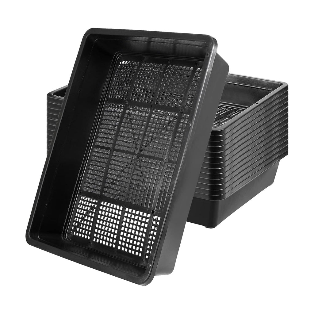 MOUYAT 14 Pack 15 x12 Inch Seed Starter Trays, Plastic Mesh Bottom Growing Trays, Plant Germination Trays for