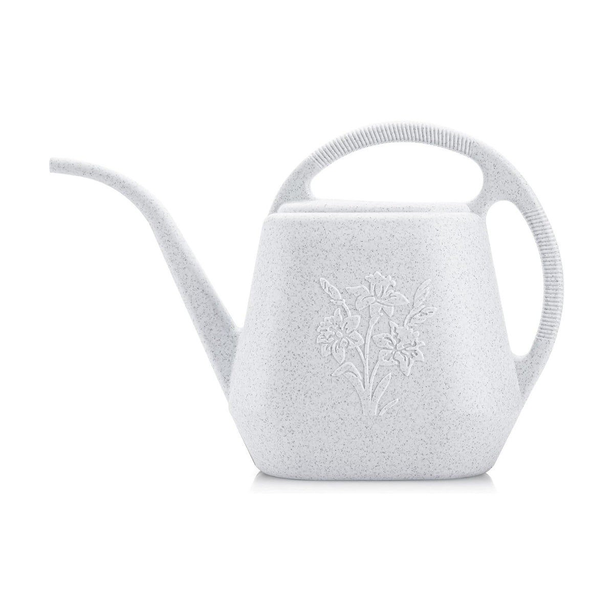 Fasmov 1-Gallon Plastic Watering Can with Comfortable Handle, Garden Watering Cans Long Spout for Indoor Outdoor Watering Plants (Gray White)