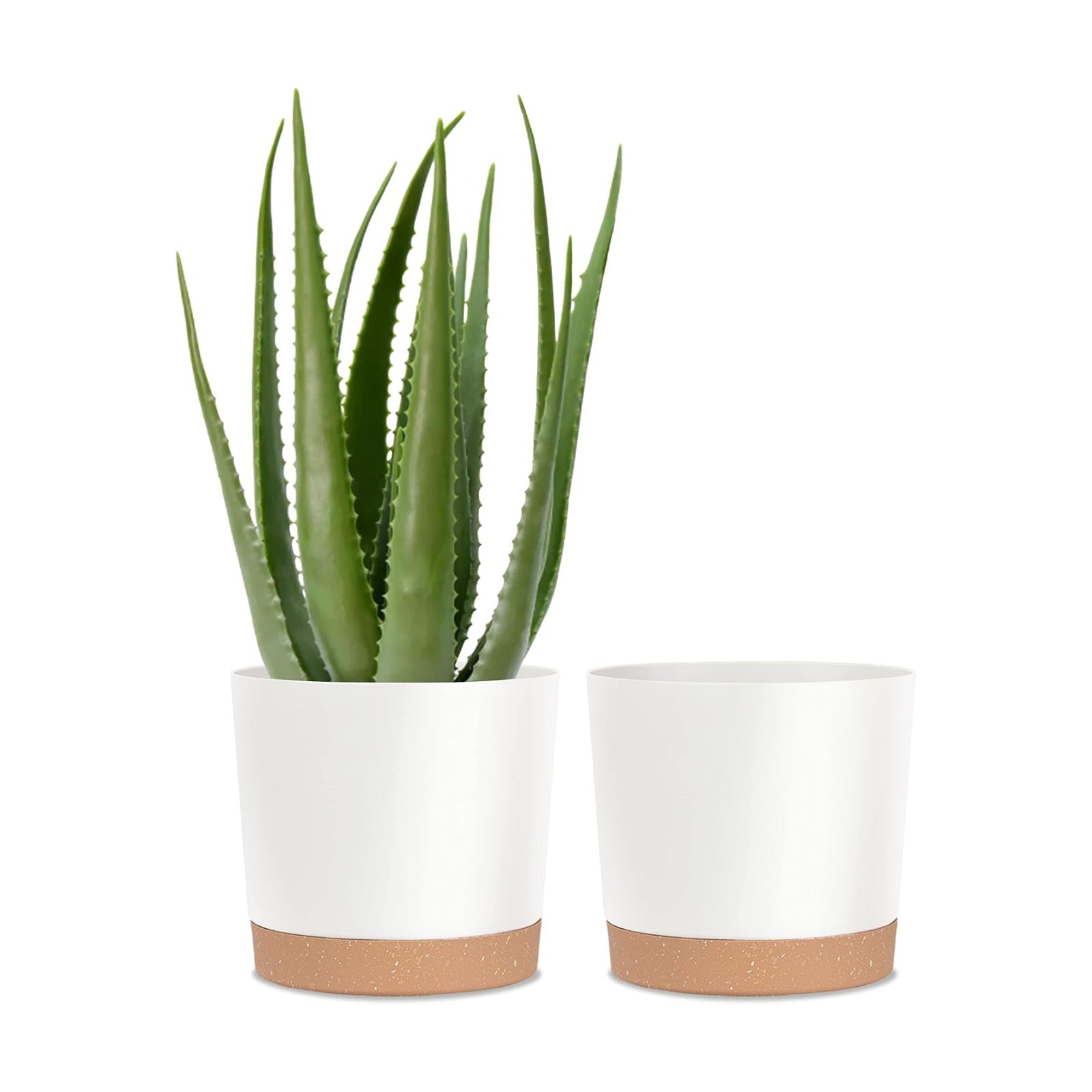 kubvici Plant Pots for Indoor Plants, 2 Pack 10 Inch Plant Pot Plastic Flower Pots Planters with Drainage Saucer for