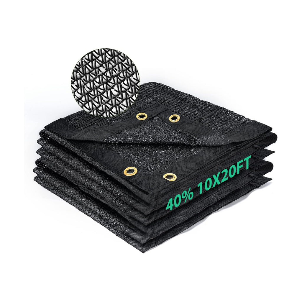 Kesfitt 40% Shade Cloth 10x20 ft, Breathable HDPE Mesh Sun Shade Tarp for Garden & Greenhouse, UV Resistant Outdoor