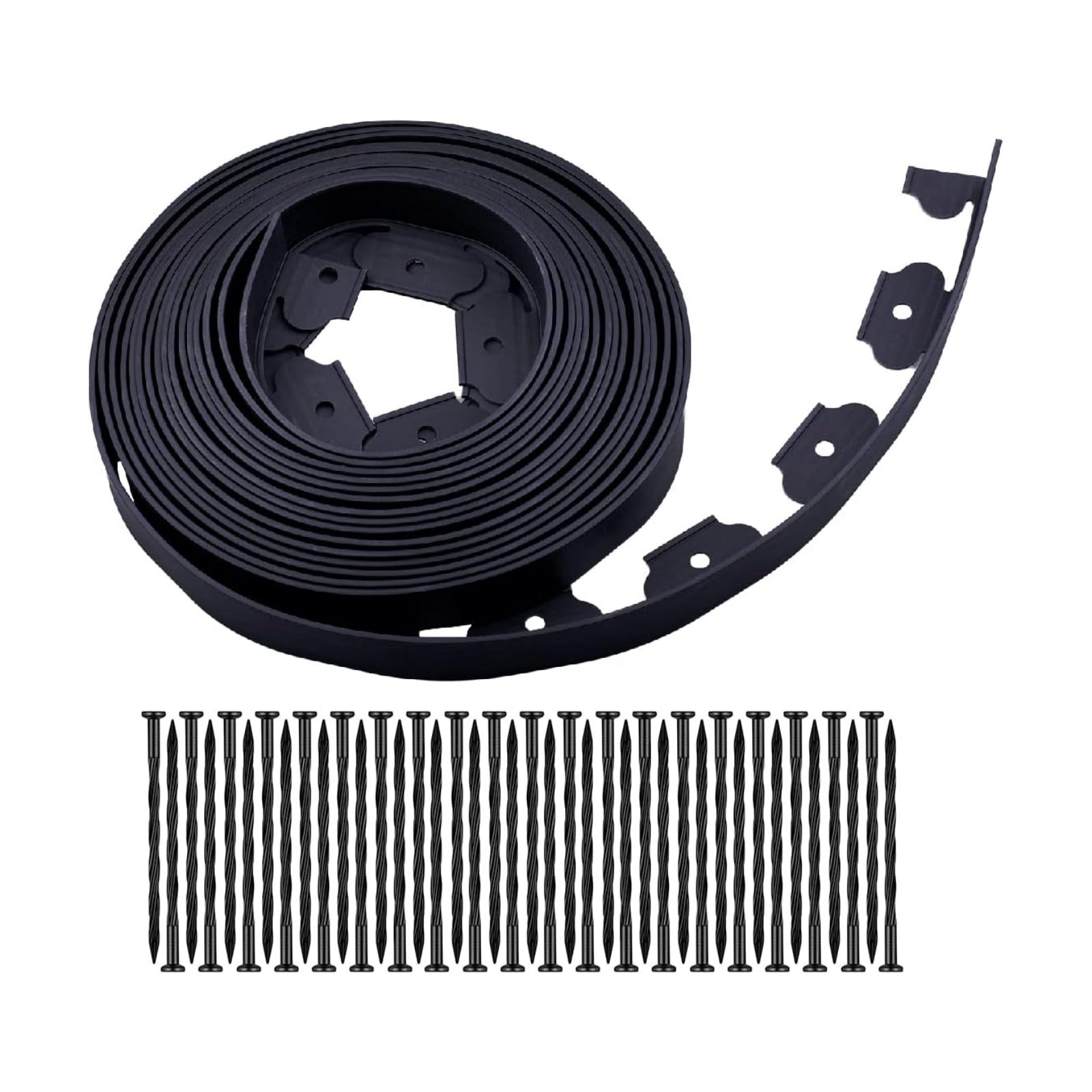 Garden Edging，40ft Landscape Edging with 40 Spikes for Lawn 2 Inch Tall(Black, 40FT)