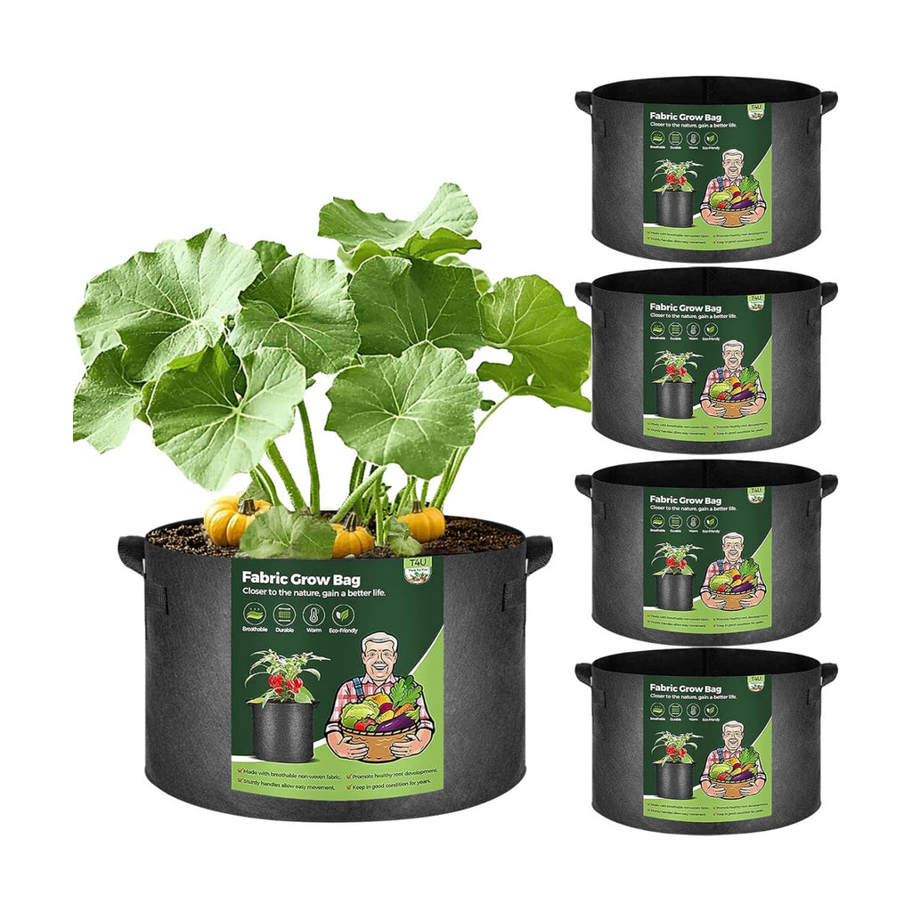 T4U Grow Bags 25 Gallon 5 Pack, Large Fabric Pots for Outdoor Plants Trees | Saplings shrubs planters, Heavy duty