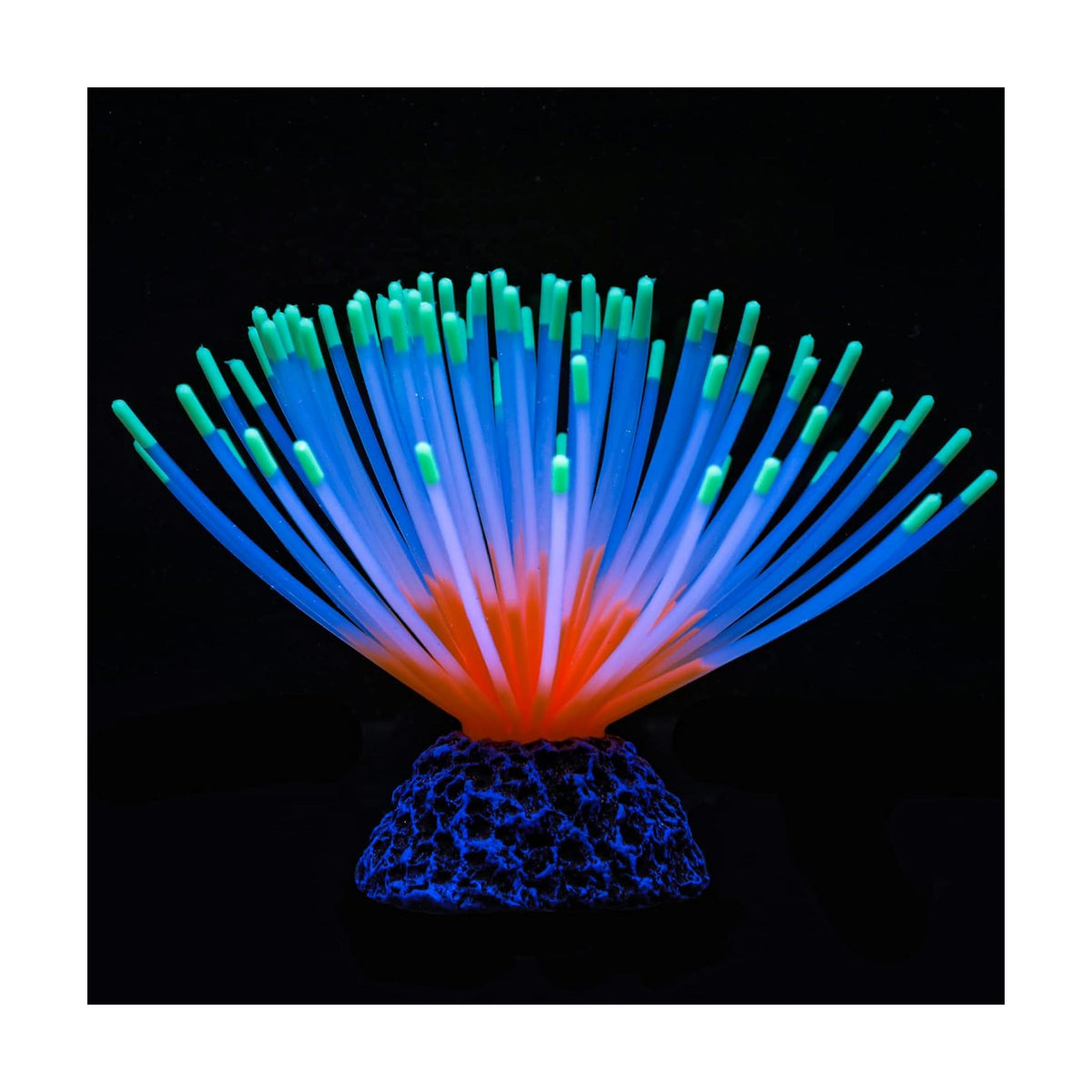 Uniclife Aquarium Imitative Green Sea Urchin Ball Artificial Silicone Ornament with Glowing Effect for Fish Tank Landscape Decoration