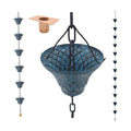 8.5FT Bell Iron Rain Chain for Gutters and Rain Barrel+Adapter, New Blue | Rain Chains for Downspout, Rust-Prevent