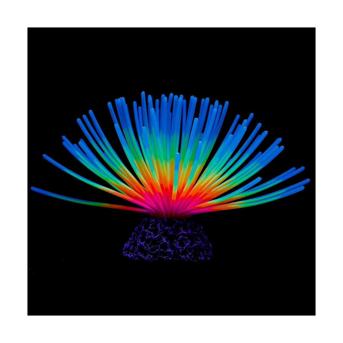 Uniclife Aquarium Imitative Iridescent Blue Sea Urchin Ball Artificial Silicone Ornament with Glowing Effect for Fish Tank Landscape Decoration