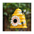 HANTURE Beehive Bird Houses for Outside 6.5Inch Iron Decorative Hanging Birdhouses with Bee Ornaments Outdoor