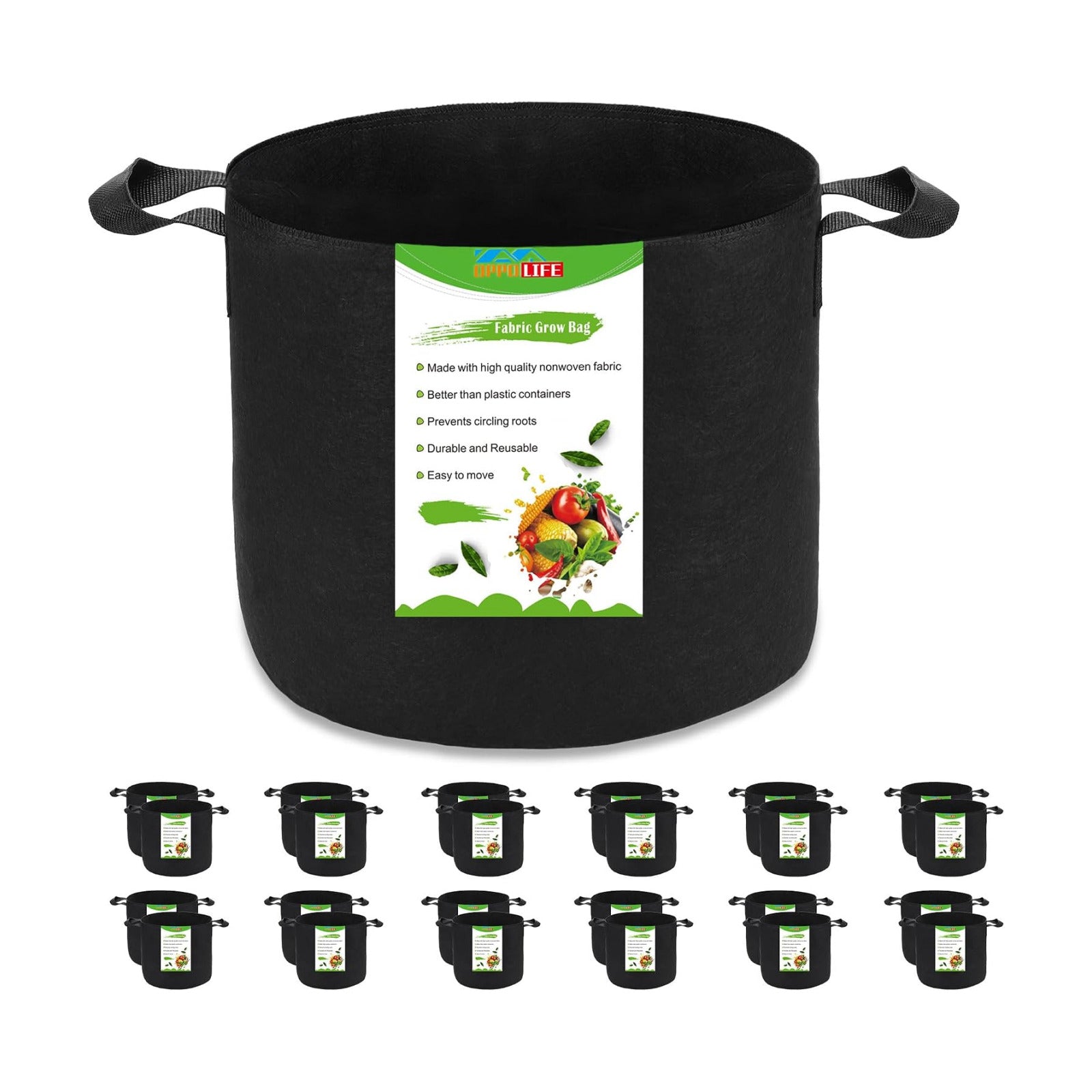 24-Pack 7 Gallon Grow Bags, Heavy Duty Aeration Fabric Pots with Handles for Garden and Planting, Pots for Plant