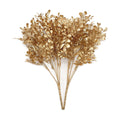 PASYOU Fake Plants Christmas Decorations, Golden Artificial Flowers Leaves Faux Foliage Home Garden Plastic Grass Shrubs Indoor Outdoor Party Hotel Verandah Wedding Event Bouquet Decor - Gold 2 Pack