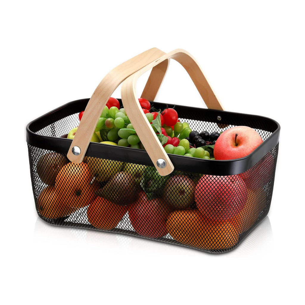 Mesh Storage Basket with Handle, Garden Harvest Basket, Mesh Fruit Vegetables Gathering Basket Bin, Multi-functional