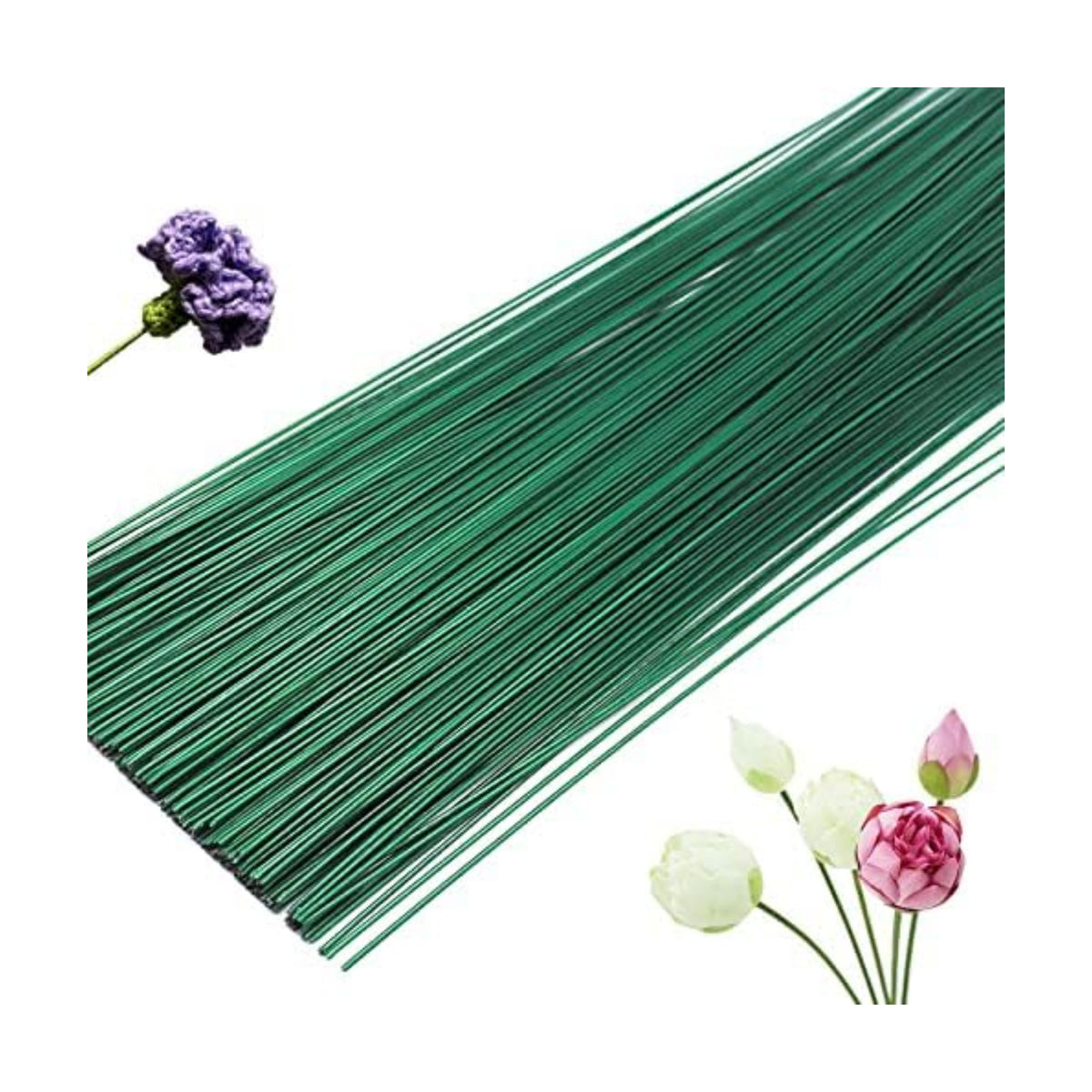 200 Pcs Floral Flower Stem Wire,16 Inch 22 Gauge Floral Stems,Green Crafting Floral Stem for Flower Arrangements DIY,Bouquent Stem Wrapping and Crafts