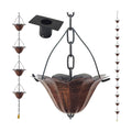 8.5FT Lotus Iron Rain Chain for Gutters and Rain Barrel+Adapter, Bronze | Rain Chains for Downspout, Rust-Prevent
