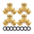 Hourleey Brass Garden Hose Splitter (2 Way), Solid Brass Hose Y Splitter 2 Valves with 2 Extra Rubber Washers (4 Pack)