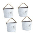 XONOR 4Pcs Galvanized Metal Wall Planter- Wall Hanging Bucket Vintage Rustic Flowers Vase Planter Holder with Rope for