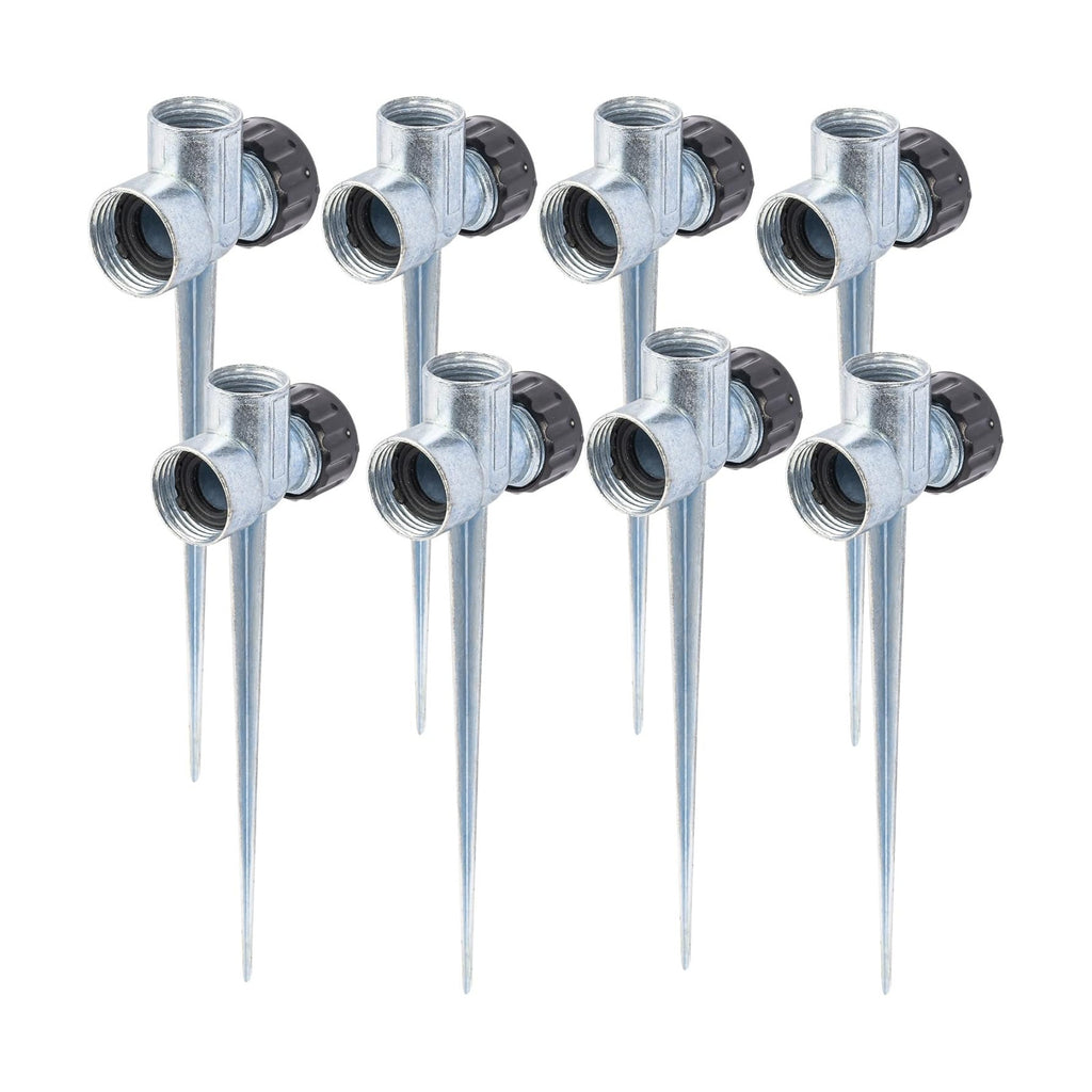Hourleey 8 Pack 1/2 inch Zinc Alloy Lawn Sprinkler Spike Base, Water Flow Thru Sprinkler for Yard, Lawn, Garden and