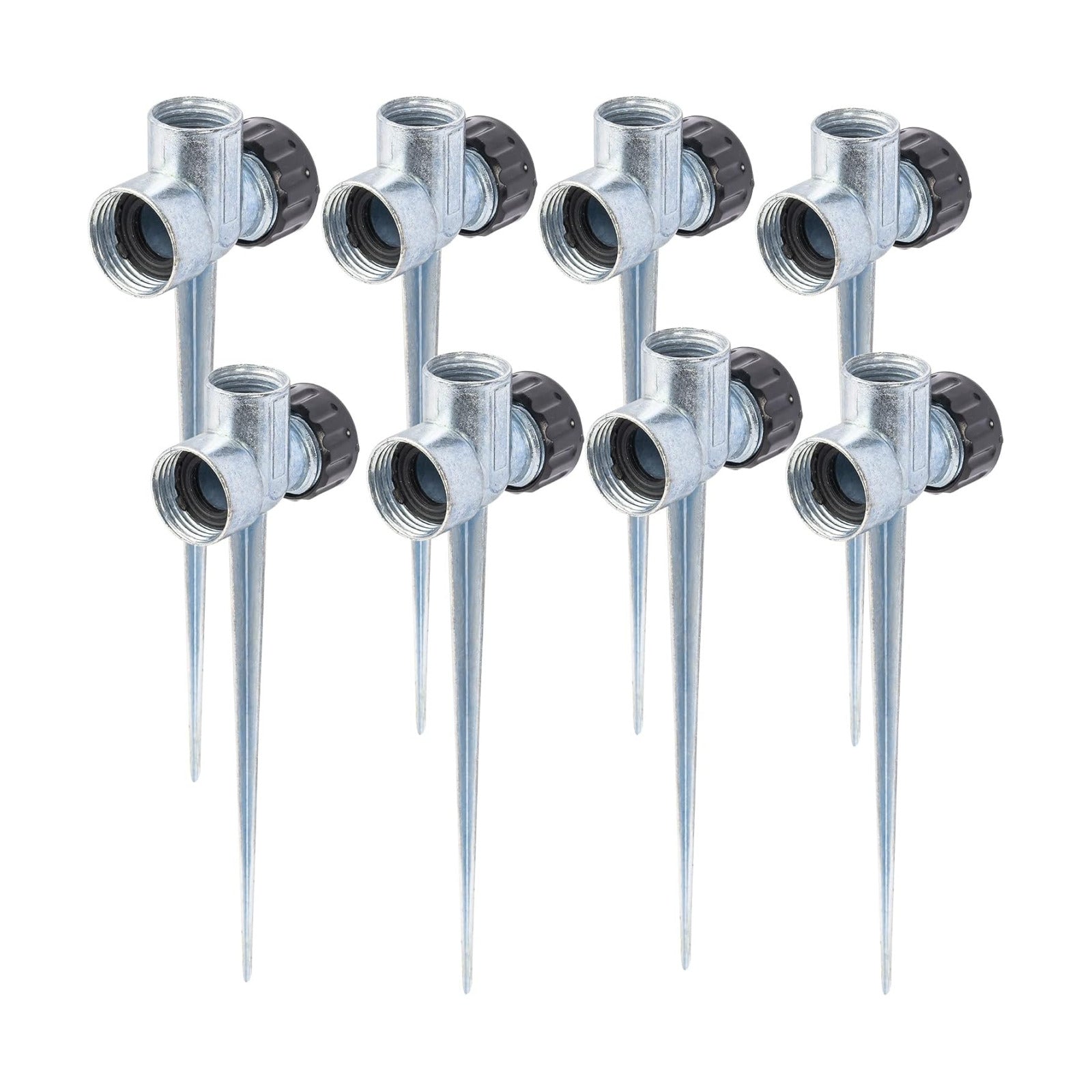 Hourleey 8 Pack 1/2 inch Zinc Alloy Lawn Sprinkler Spike Base, Water Flow Thru Sprinkler for Yard, Lawn, Garden and