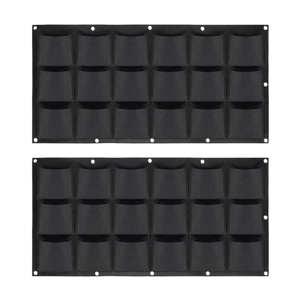 ZOENHOU 2 Pack Total 36 Roomy Pockets Horizontal Garden Planter, Waterproof Wall-Hanging Flower Pot Bags, Felt Wall