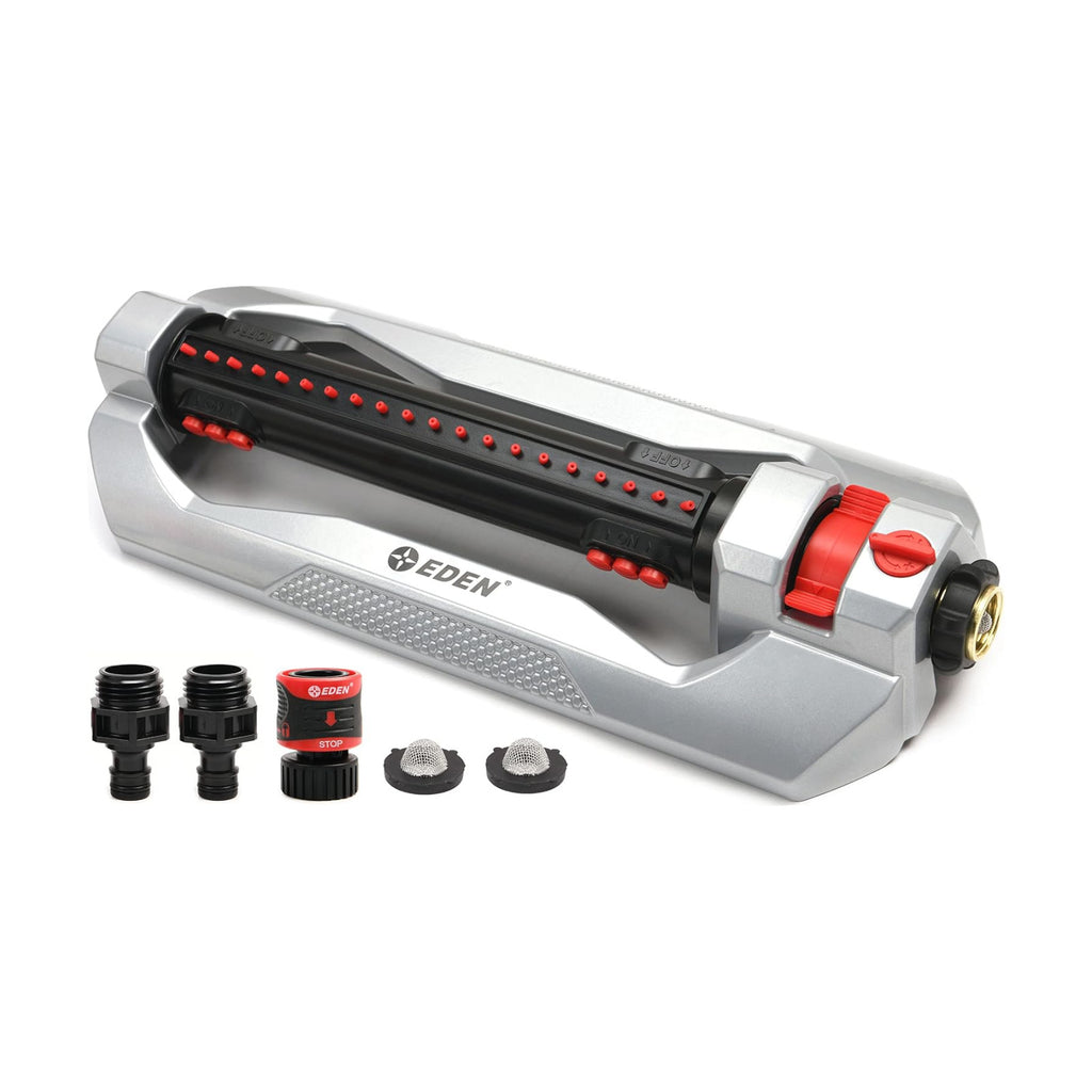 Eden 96216 Heavy Duty Turbo Oscillating Sprinkler, Covers Up to 4,900 sq. ft., 20 Precision Nozzles, Aluminum Base
