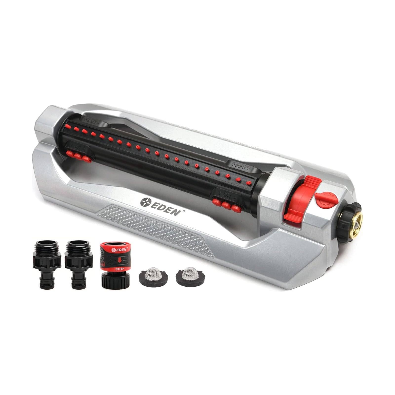 Eden 96216 Heavy Duty Turbo Oscillating Sprinkler, Covers Up to 4,900 sq. ft., 20 Precision Nozzles, Aluminum Base