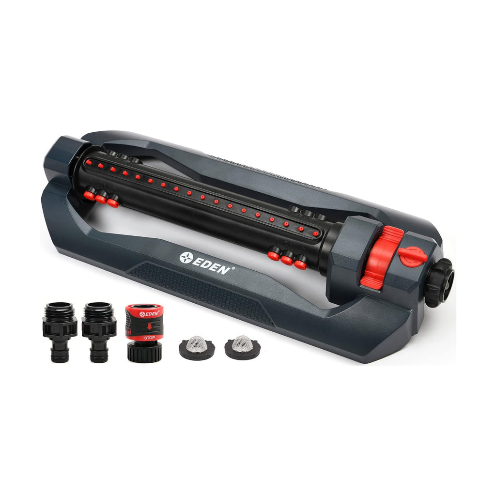 Eden 96212 Turbo Oscillating Sprinkler | Covers Up to 4,400 sq. ft., 18 Precision Nozzles, Adjustable Range, Flow