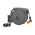Giraffe Tools Retractable Garden Hose Reel 1/2"130FT Metal Bracket | Any Length Lock,Auto Rewind System,Wall Mount,180°