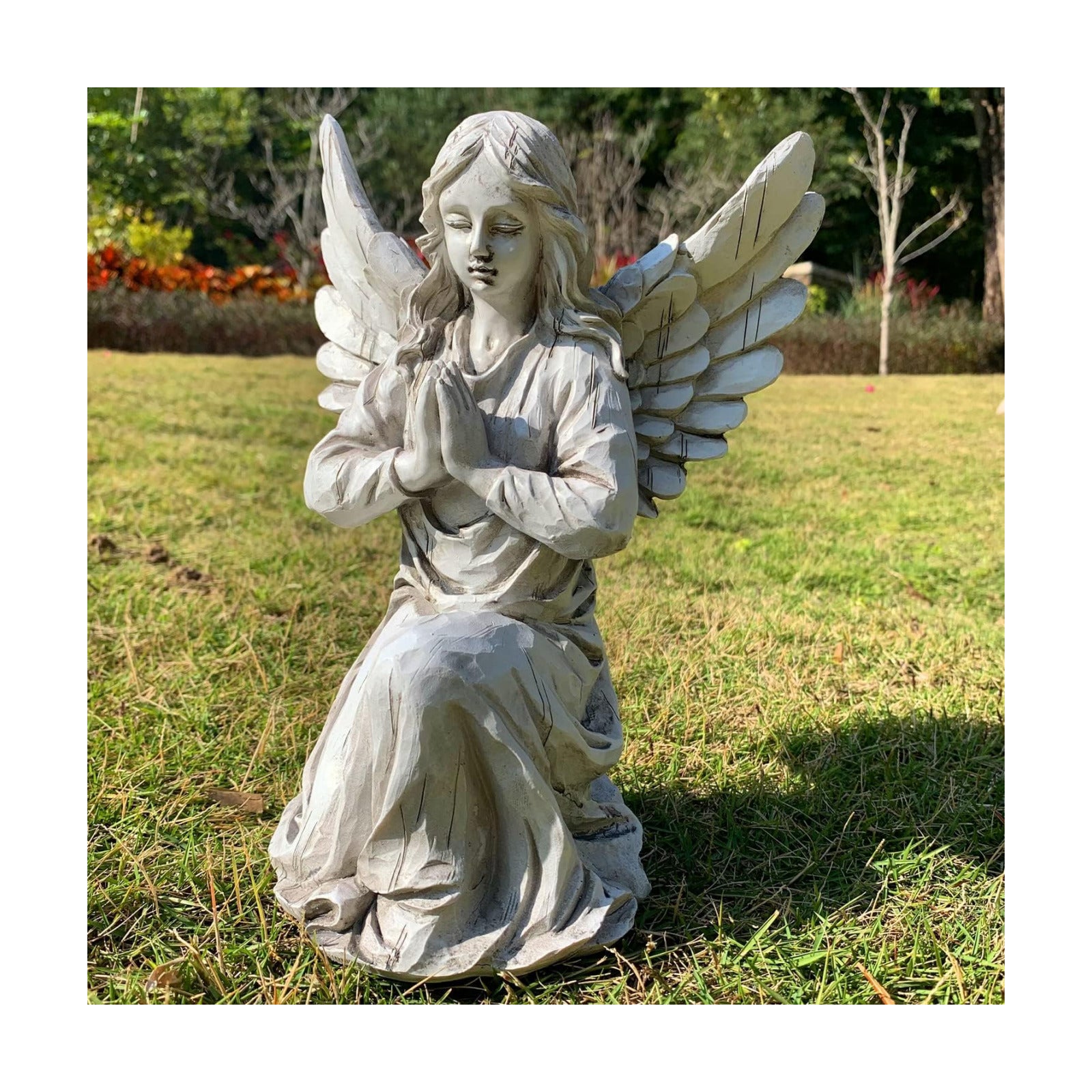 Praying Angel Garden Statue, Religious Fairy Sculpture Waterproof Decorative Figurine Art Decor for Patio, Lawn, Yard