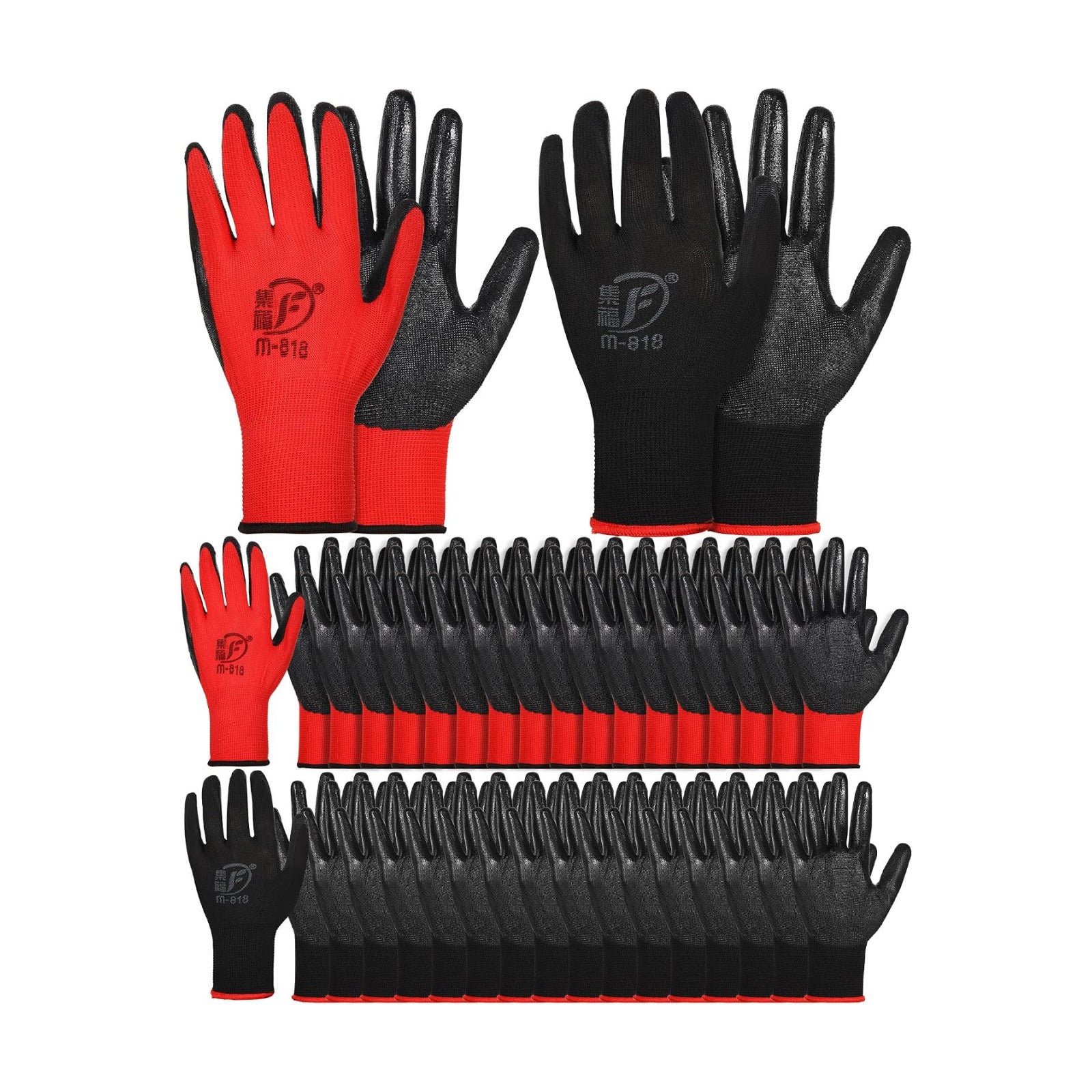 Honeydak 36 Pairs Garden Gloves Bulk for Men Women | Heavy Duty Work Gloves, Breathable Rubber Coated, Durable
