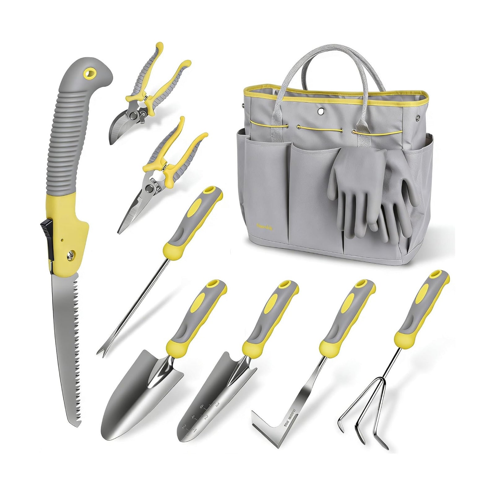 Carsolt 10Pcs Heavy Duty Stainless Steel Garden Hand Tools Set for Planting | Rust-Proof & Ergonomic Handle, Includes