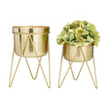 CosmoLiving by Cosmopolitan Metal Indoor Outdoor Planter Small Planter Pot with Removable Stand, Set of 2 Planters 7"