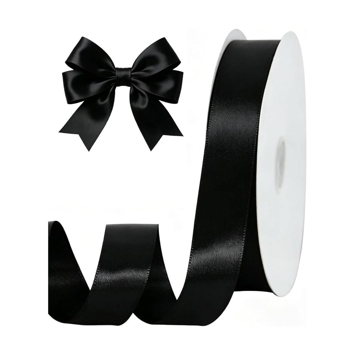 TONIFUL 1 Inch x 100yds Black Satin Ribbon for Crafts, Gift Wrapping