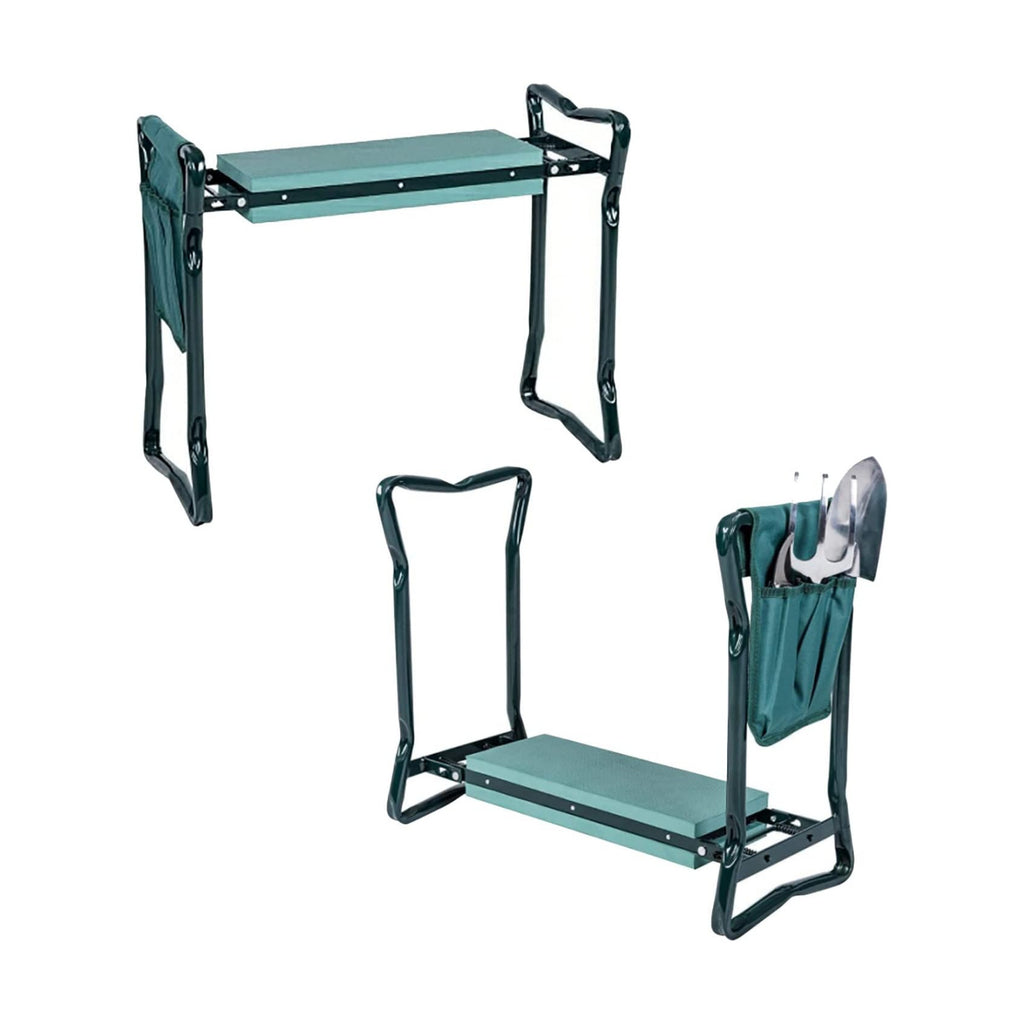 2-in-1 Garden Kneeler & Seat, Folding Seat w/EVA Foam Kneeling Pad & Removable Tools Pouch, Sturdy Steel Frame, No