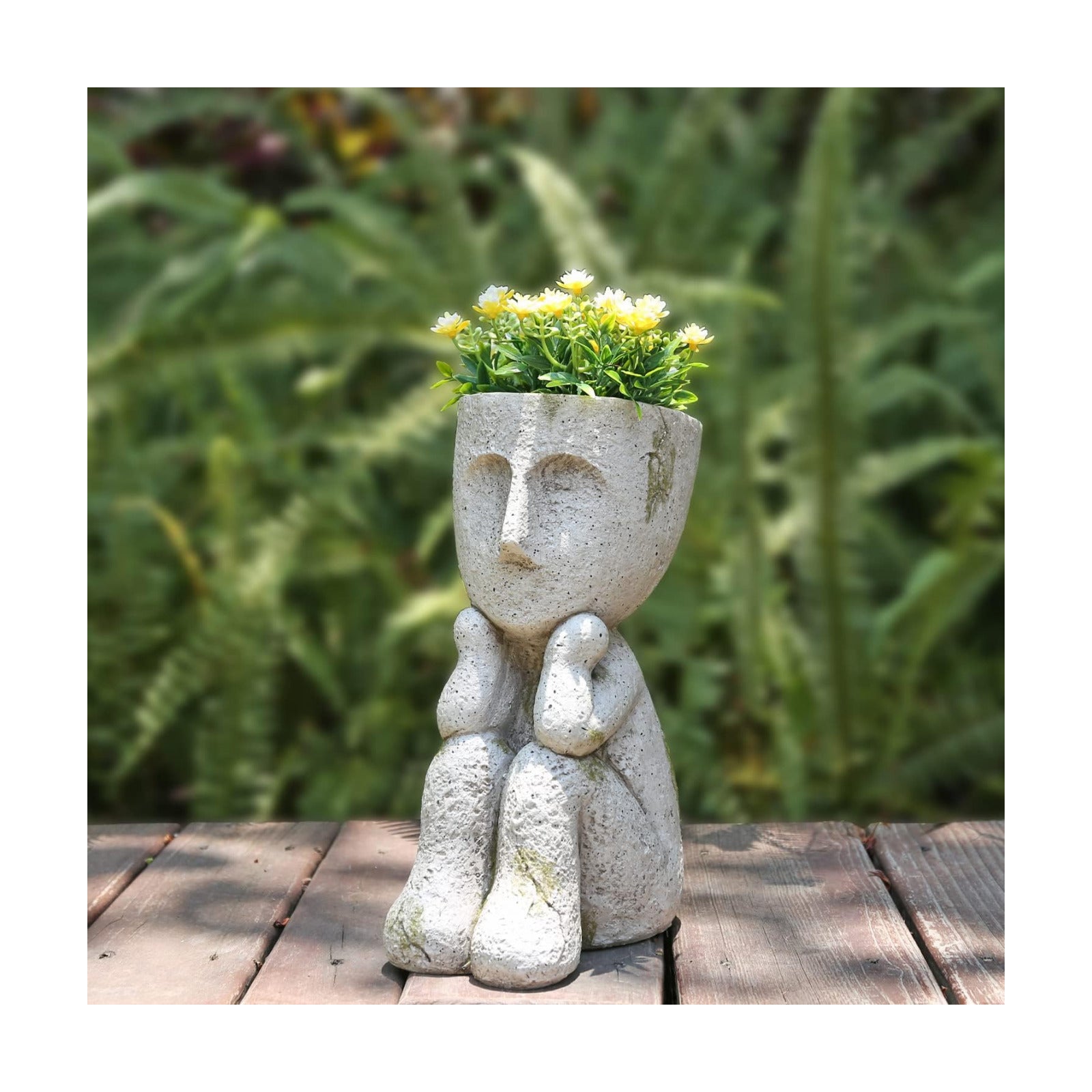 Large Face Head Planter Pots for Indoor Outdoor Plants Unique Flower Pots Succulent Planter with Drainage Hole Tree Man