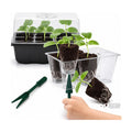 Gardzen 10 Pack Push-Up Seed Starting Tray, Pop Up Plant Germination Trays, Seed Starter Kit with Adjustable Humidity Vented Dome, 6.6" x 4.5", Total 120-Cell, Clear