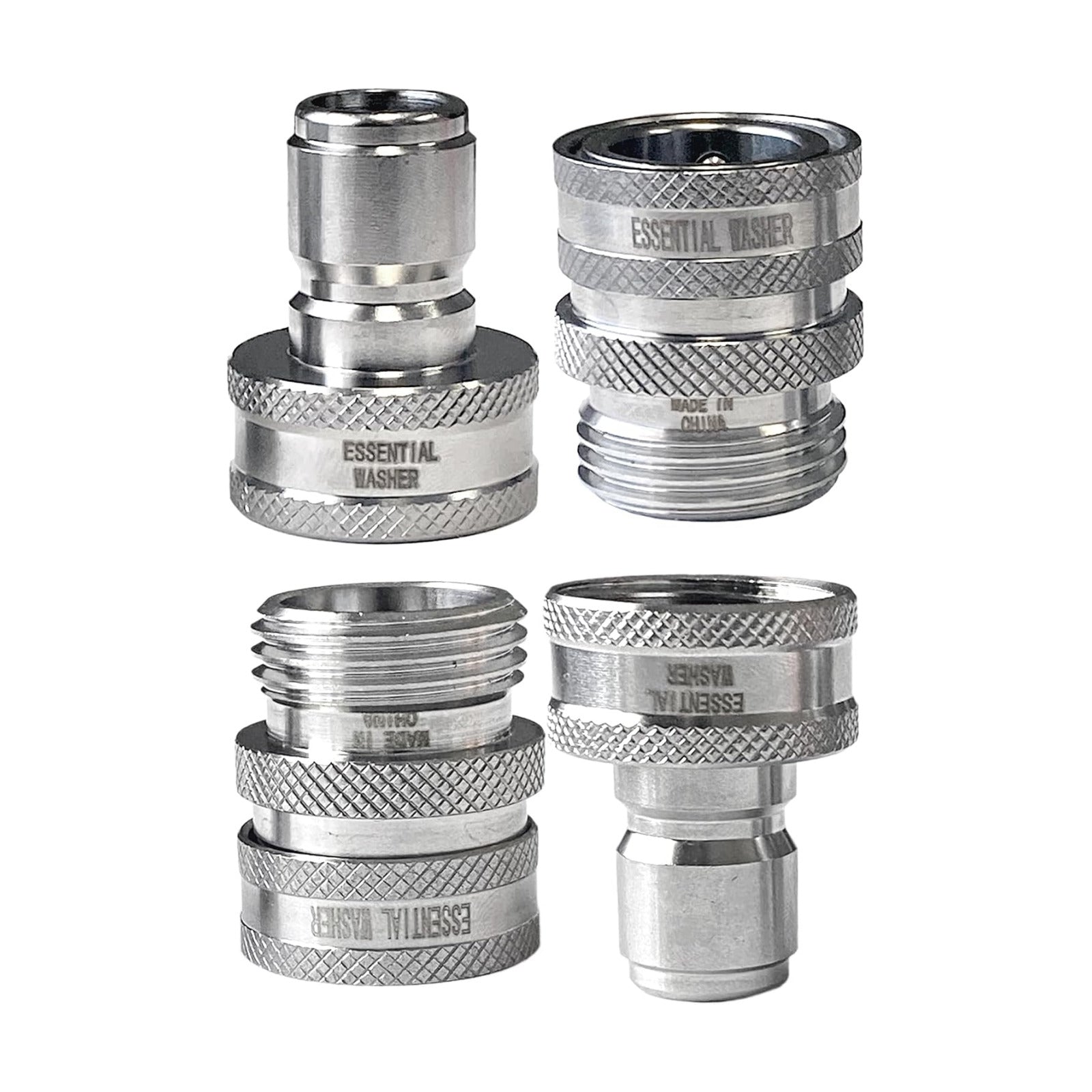 Stainless Steel ¾” Garden Hose Quick Connect Fittings | One Hand Operation Design | Plug & Coupler Set Of 2