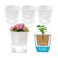ZOOFOX 4 Pack Self Watering Pots for Indoor Plants, 7 Inch Large Clear Plastic Automatic-Watering Plant Pot, Modern